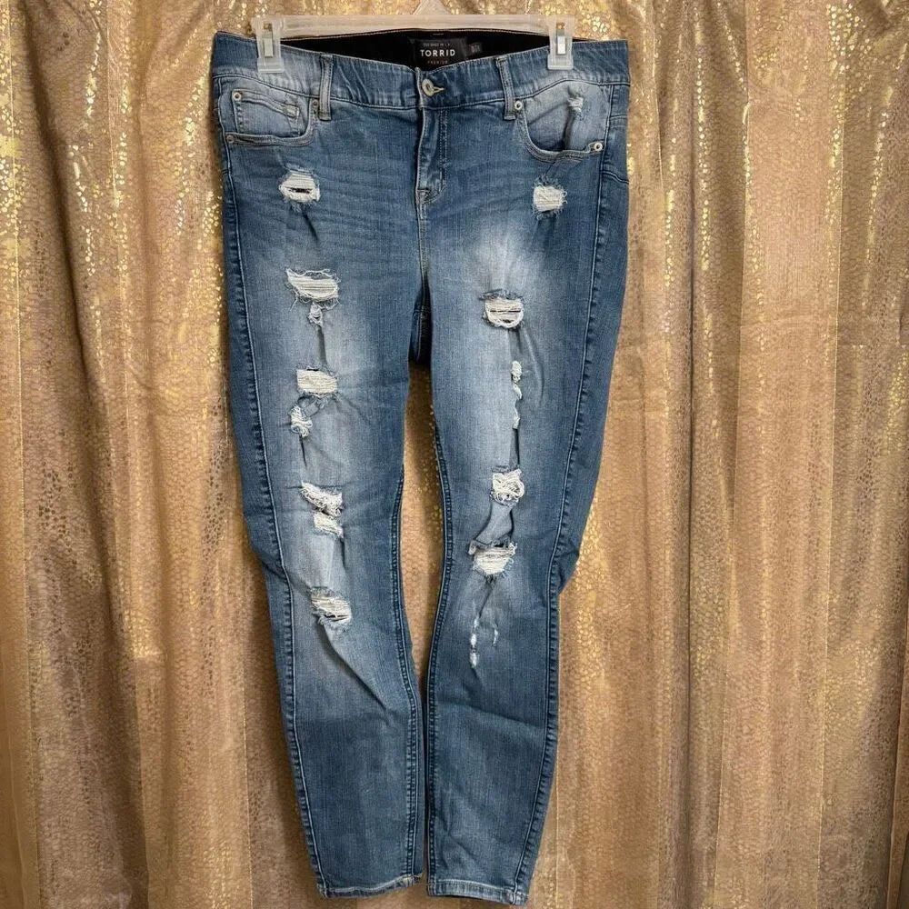 Torrid Bombshell Skinny Super Soft High-Rise Destructed Jean Blue 16R